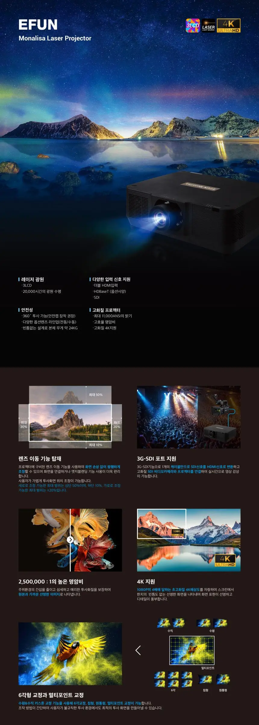 EFUN EL-M1007U WUXGA 초고화질 10,000안시 빔프로젝터 상세 이미지